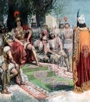 Александр встречает индийского царя Пора, пленённого в битве на реке Гидасп