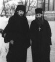 Иеромонах Алексий (Ридигер) с отцом, протоиереем Михаилом Ридигером, после монашеского пострига в Троице-Сергиевой Лавре. 1961 г.