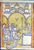 Убийство Томаса Бекета (манускрипт XIII века, наиболее раннее из известных изображений)