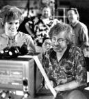 Спилберг_6_с Джулией Робертс и Робином Уильямсом во время съемок фильма Капитан Крюк, 1991
