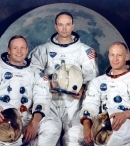 Портрет экипажа Аполлон-11. Слева направо Армстронг, Майкл Коллинз и Базз Олдрин