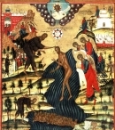 Икона «Крещение Господне» с сюжетами искушений. Палех, XIX век