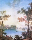 Вид на Гатчинский дворец с Серебряного озера. 1798. Гуашь