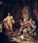Картина Н. С. Шустова «Иоанн III свергает татарское иго, разорвав изображение хана и приказав умертвить послов» (1862)