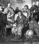 А. Лессер. Смерть Коперника. легенда гласит, что за несколько минут до кончины учёного, ему доставили из типографии первый экземпляр книги De Revolutionibus