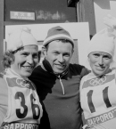 Л. Баранова (Козырева) со своим мужем тренером сборной СССР по лыжам В. Барановым