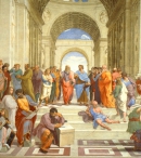 Афинская школа. Платон и Аристотель (задний план), Гераклит и Диоген (передний план). Ватикан