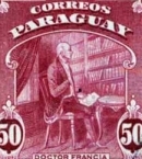 Почтовая марка Парагвая номиналом в 50 сентаво, на которой изображён Франсия