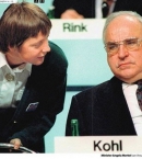 Меркель_2_с канцлером Колем, через 10 лет она его уволила, 1991