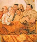 Цунэнага Хасэкура беседует с Луисом Сотело в окружении других членов посольства. Дворец Квиринале , Рим, 1615 г.