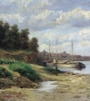 «Барки на реке» 1868 год, холст, масло — Таганрогский художественный музей