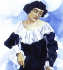 Белла в белом воротничке, картина Шагала, 1917